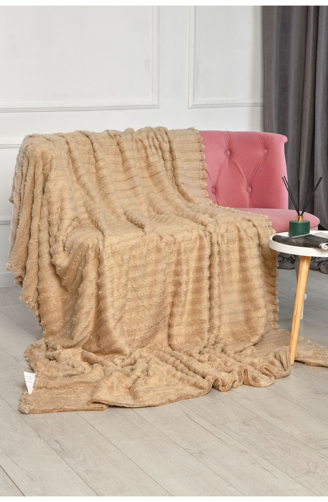 Плед однотонный бежевого цвета размер 200*230 206476L