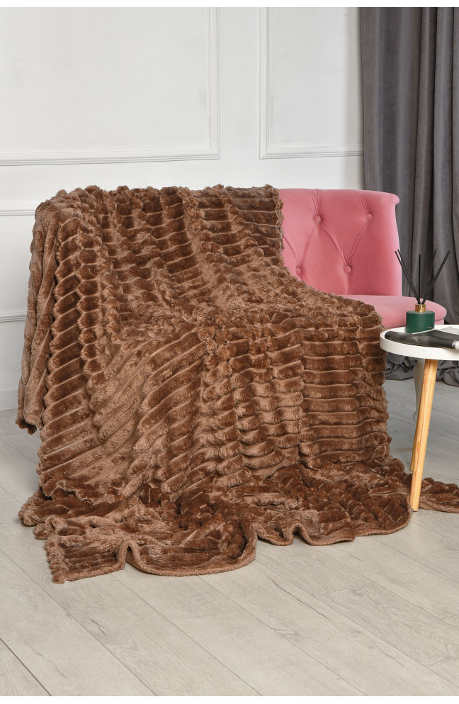 Плед однотонный коричневого цвета размер 200*230 206481L