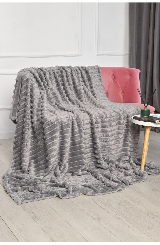 Плед однотонный серого цвета размер 150*200 206491L