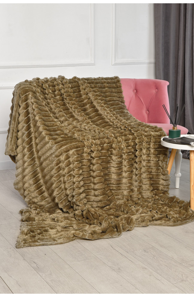 Плед однотонный оливкового цвета размер 180*200 206499L