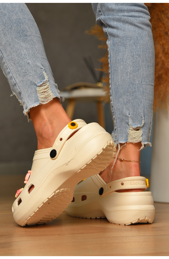 Кроксы женские молочного цвета 206646L