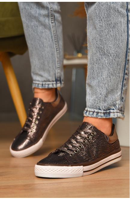 Мокасины женские черно-бронзового цвета 206763L