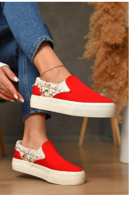 Слипоны женские красного цвета 206764L