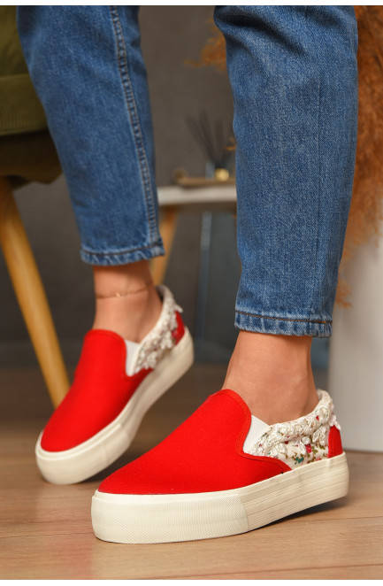 Слипоны женские красного цвета 206764L