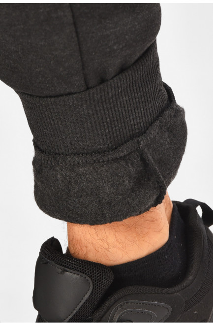 Спортивные штаны мужские на флисе темно-серого цвета 206832L