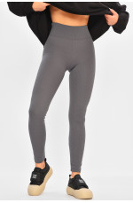 Лосины женские в рубчик на флисе серого цвета 206902L