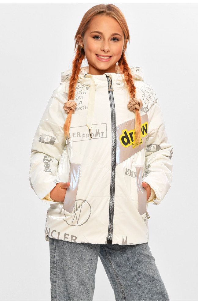 Куртка детская для девочки демисезонная белого цвета 206999L