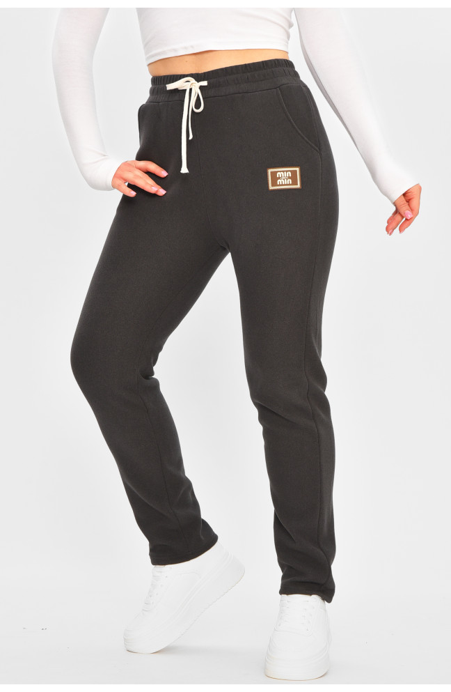 Спортивные штаны женские на искусственном меху тёмно-серого цвета 207324L