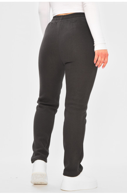 Спортивные штаны женские на искусственном меху тёмно-серого цвета 207324L