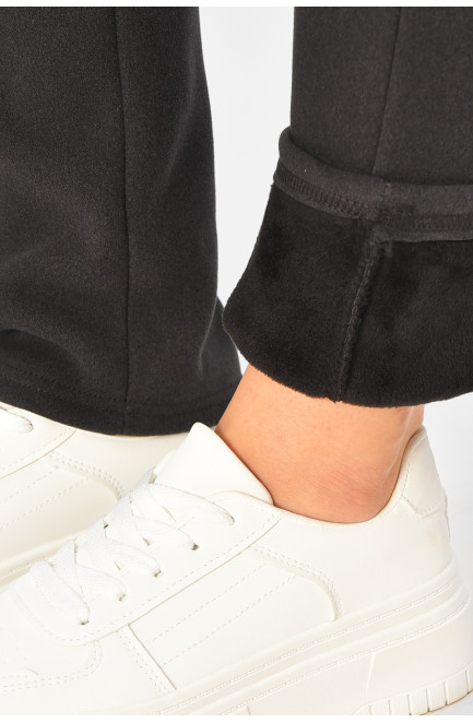 Спортивные штаны женские на искусственном меху тёмно-серого цвета 207324L