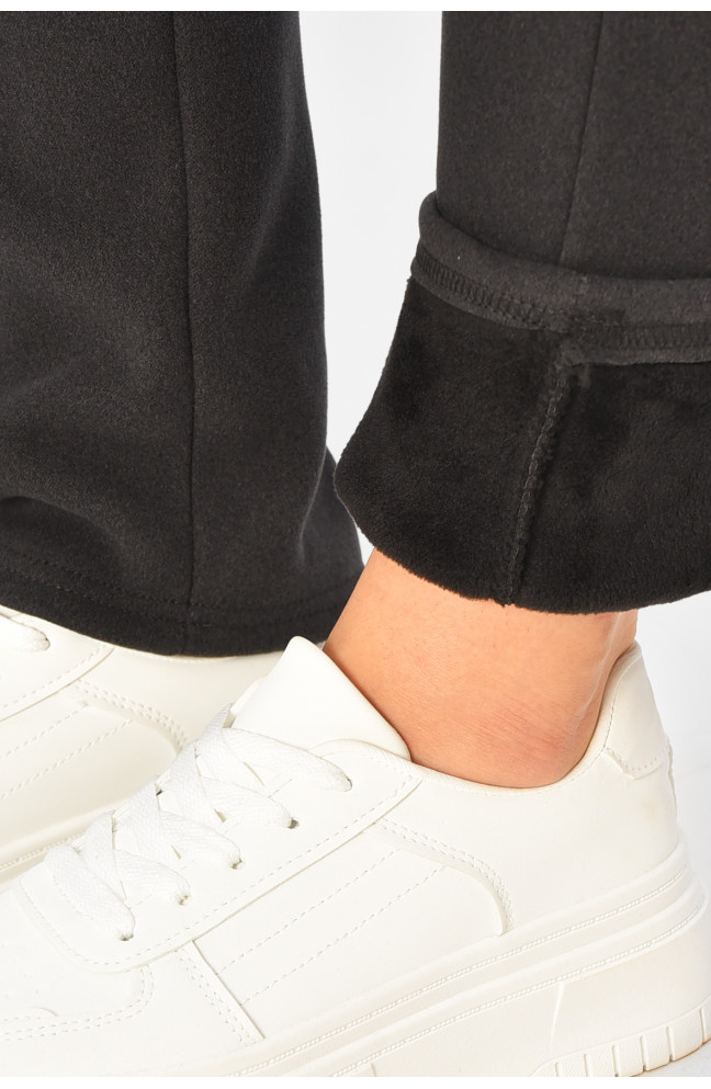 Спортивные штаны женские на искусственном меху тёмно-серого цвета 207324L