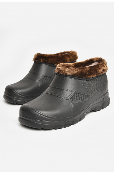 Галоши мужские на меху черного цвета 207365L