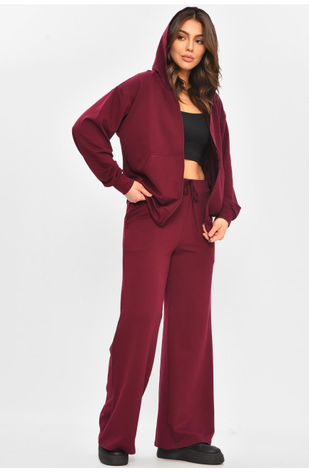 Спортивный костюм женский однотонный бордового цвета 207400L
