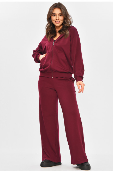 Спортивный костюм женский однотонный бордового цвета 207400L