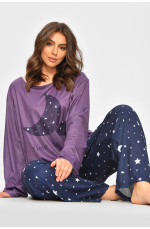 Пижама женская полубатальная фиолетового цвета с принтом 207405L Пижама женская полубатальная фиолетового цвета с принтом 207405L