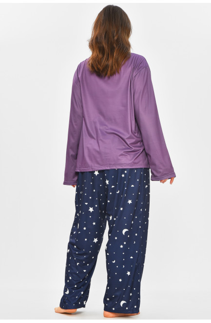 Пижама женская полубатальная фиолетового цвета с принтом 207405L Пижама женская полубатальная фиолетового цвета с принтом 207405L