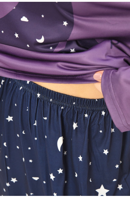 Пижама женская полубатальная фиолетового цвета с принтом 207405L Пижама женская полубатальная фиолетового цвета с принтом 207405L