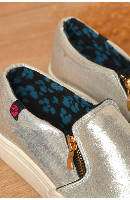 Слипоны женские серебристого цвета 207433L