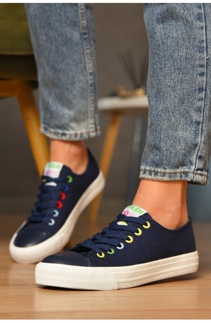 Кеды женские темно-синего цвета на шнуровке 207448L