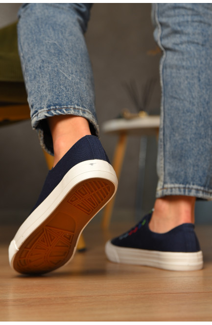 Кеды женские темно-синего цвета на шнуровке 207448L