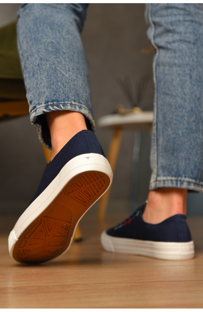 Кеды женские темно-синего цвета на шнуровке 207448L