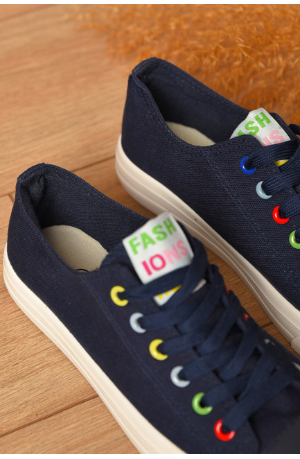 Кеды женские темно-синего цвета на шнуровке 207448L