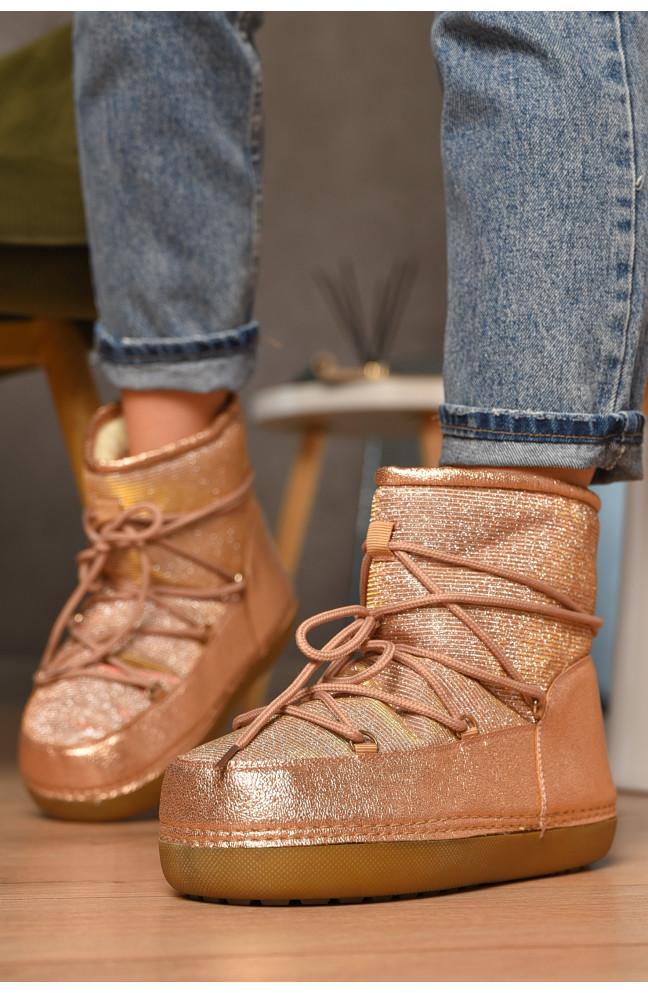 Угги женские на меху пудрового цвета 207568L