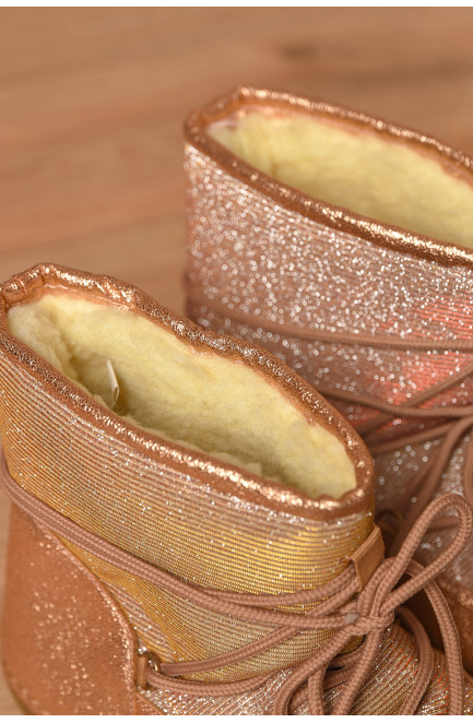 Угги женские на меху пудрового цвета 207568L