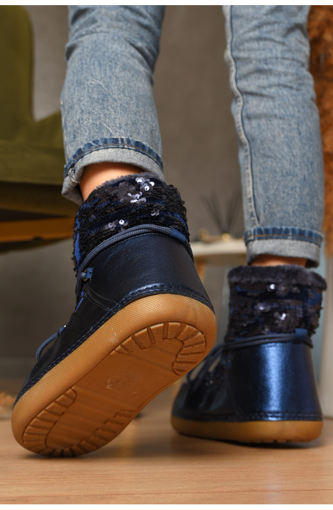 Угги женские на меху синего цвета 207569L