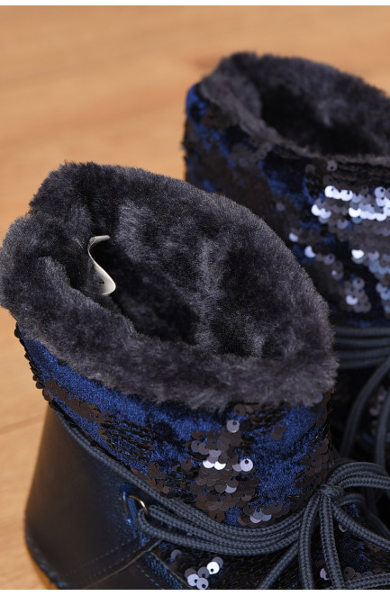 Угги женские на меху синего цвета 207569L