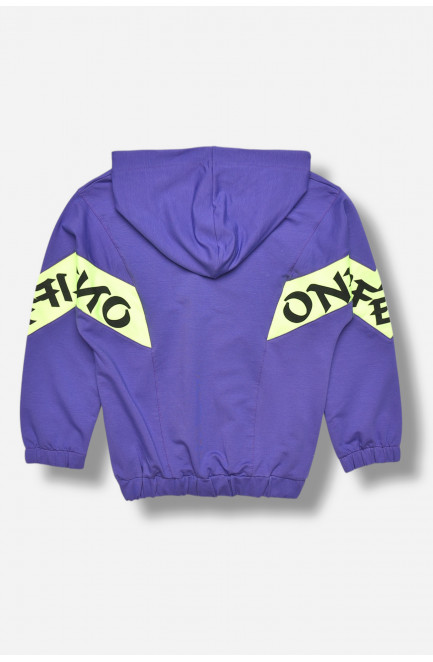 Кофта подростковая для девочки фиолетового цвета с принтом 207570L Кофта подростковая для девочки фиолетового цвета с принтом 207570L