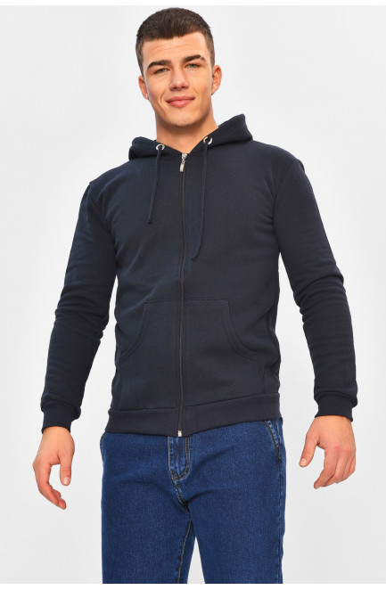 Кофта мужская однотонная на флисе синего цвета 207600L