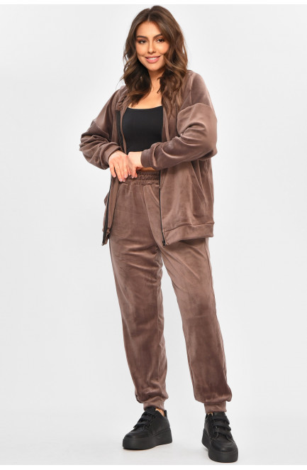 Спортивный костюм женский полубатальный шоколадного цвета 207611L