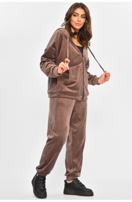 Спортивный костюм женский полубатальный шоколадного цвета 207611L