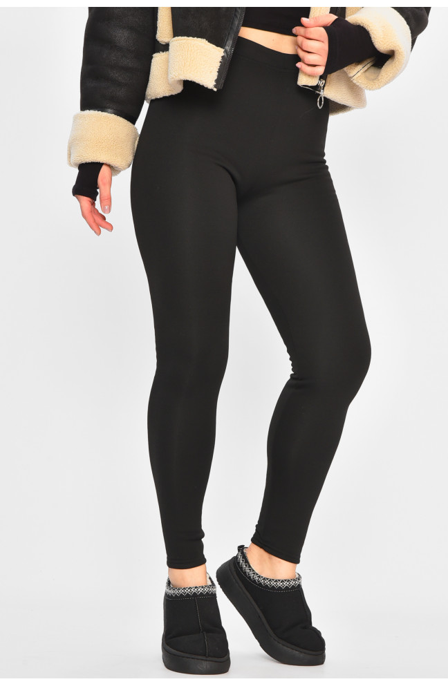 Лосины женские на искусственном меху черного цвета 207617L