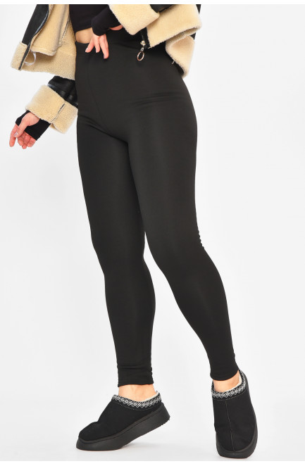 Лосины женские на искусственном меху черного цвета 207617L
