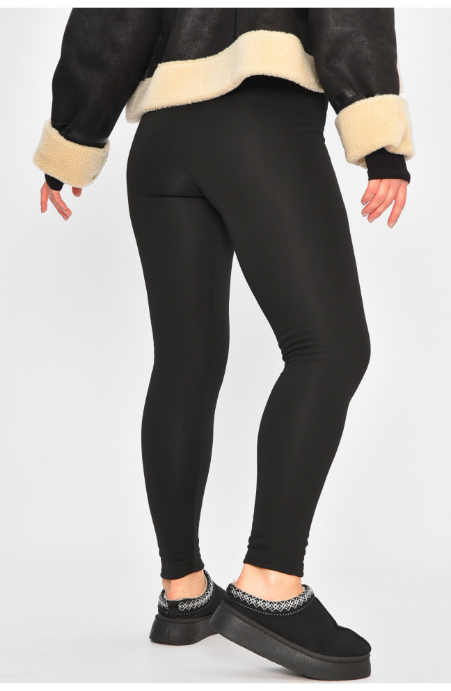 Лосины женские на искусственном меху черного цвета 207617L