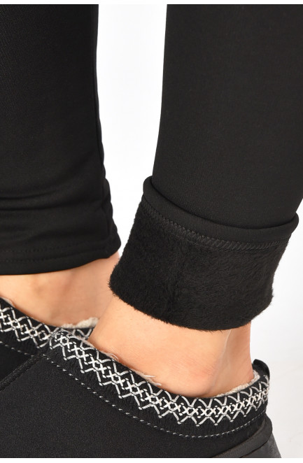 Лосины женские на искусственном меху черного цвета 207617L