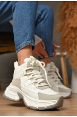 Кроссовки женские белого цвета на меху 207635L Кроссовки женские белого цвета на меху 207635L
