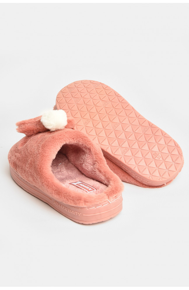 Тапочки детские темно-розового цвета с мехом 207668L