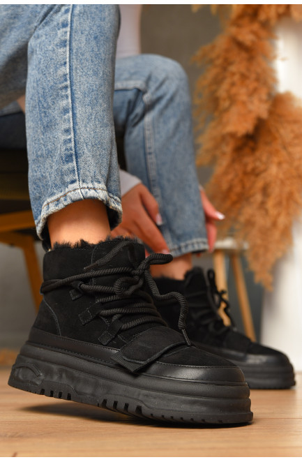 Угги женские на меху черного цвета 207704L