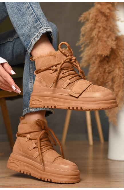 Угги женские на меху песочного цвета 207706L