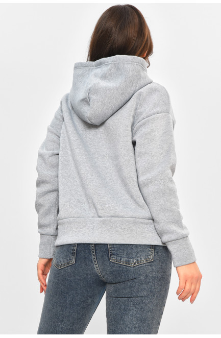 Худи женское на флисе серого цвета с принтом 207741L