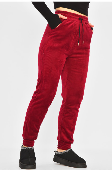 Штаны женские на искусственном меху красного цвета 207764L Штаны женские на искусственном меху красного цвета 207764L