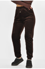 Штаны женские на искусственном меху коричневого цвета 207767L