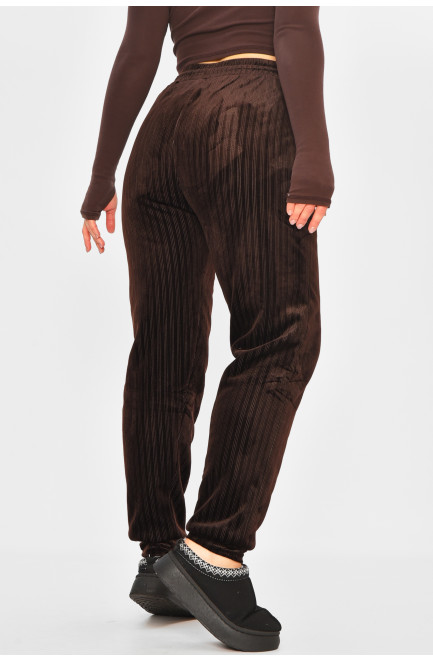 Штаны женские на искусственном меху коричневого цвета 207767L