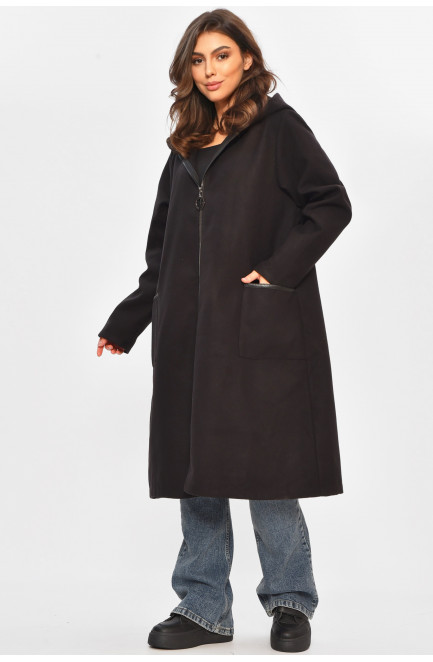 Кардиган женский полубатальный черного цвета 207769L