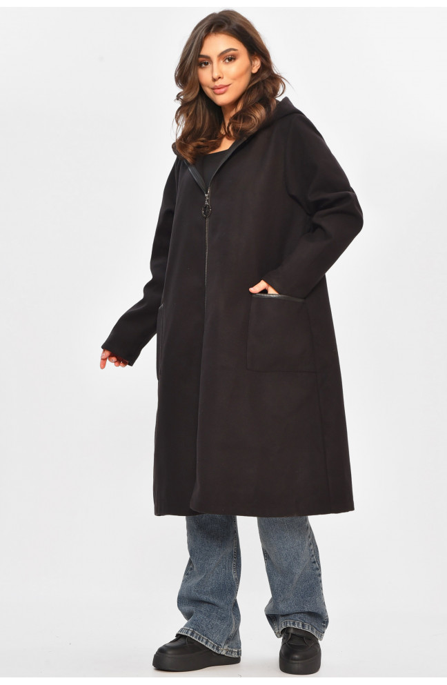 Кардиган женский полубатальный черного цвета 207769L