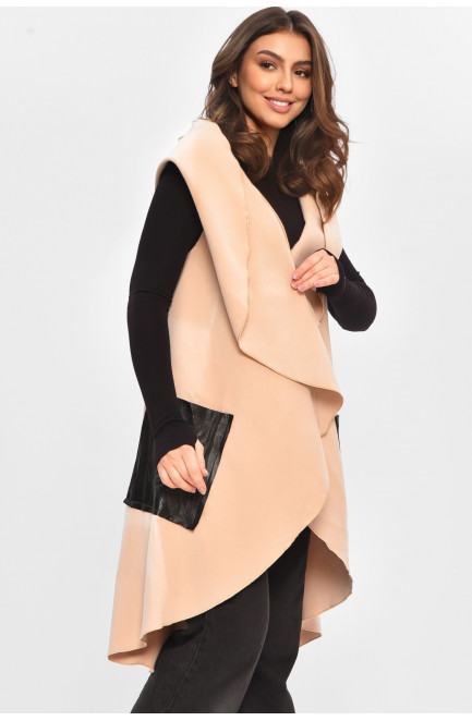 Кардиган женский полубатальный бежевого цвета 207784L Кардиган женский полубатальный бежевого цвета 207784L