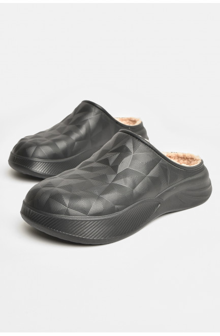 Галоши мужские без задника на меху черного цвета 207790L